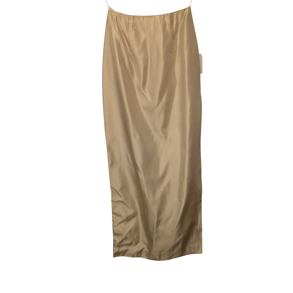 Jessica McClintock Vintage Gold Satin Maxi Skirt Size 2 Formal Evening 90s Chic